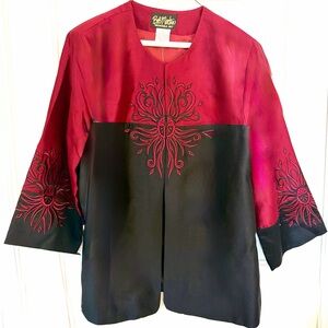 NWT Bob Mackie 100% Silk Wearable Art Jacket with embroidery, Sz L - GORGEOUS!